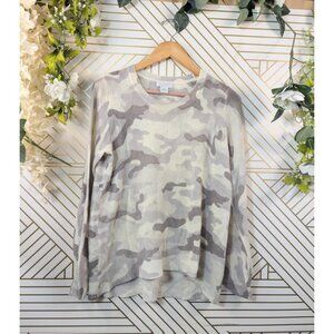 OATS CASHMERE by Debra Hayburn Women's Camo SWEATER 100% Cashmere Gray  Size LRG
